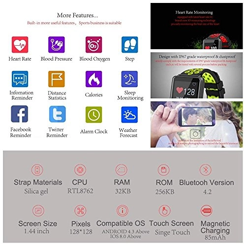 Fitness Tracker - Heart Rate Monitor IP67 Waterproof 14 Sports Mode