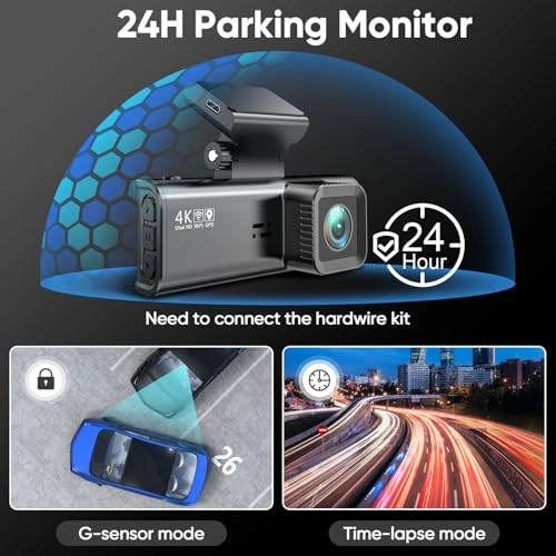 Dash Cam Front Rear 4K