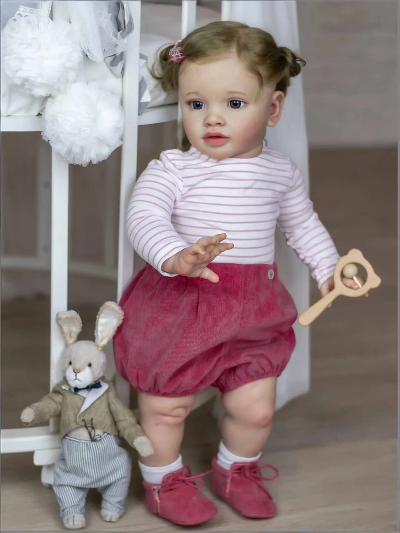 Pippa Reborn Baby Doll - 26 inch Cotton Vinyl Hand-rooted Curly Hair Ages 3+