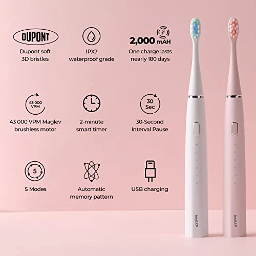 Azure - Pink 5 Cleaning Modes 2 Brush Heads