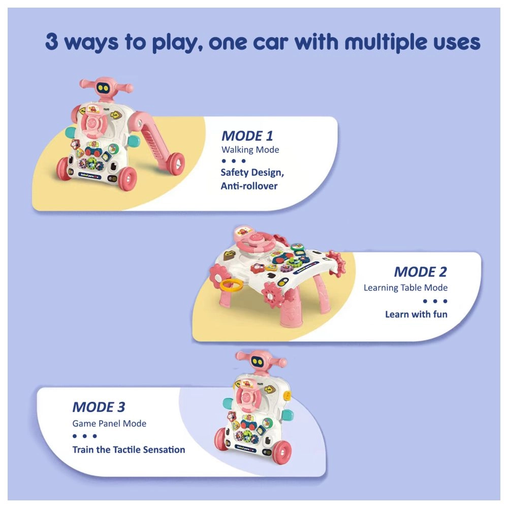 3-in-1 Baby Walker - Musical Keyboard Learning Table Mode