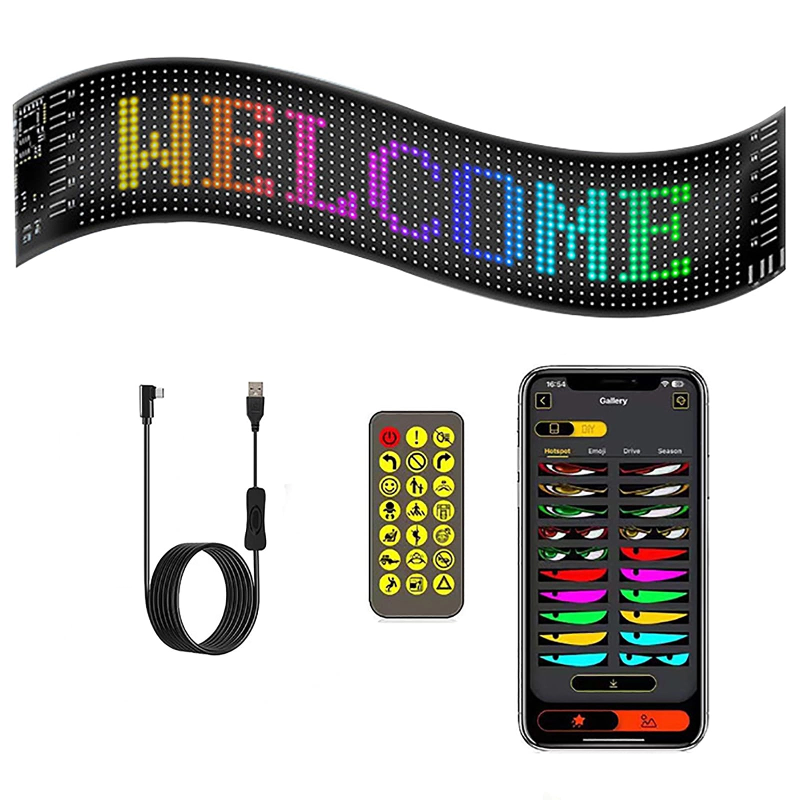 PJRVJFR Car LED soft screen - 4 * 13.7inch