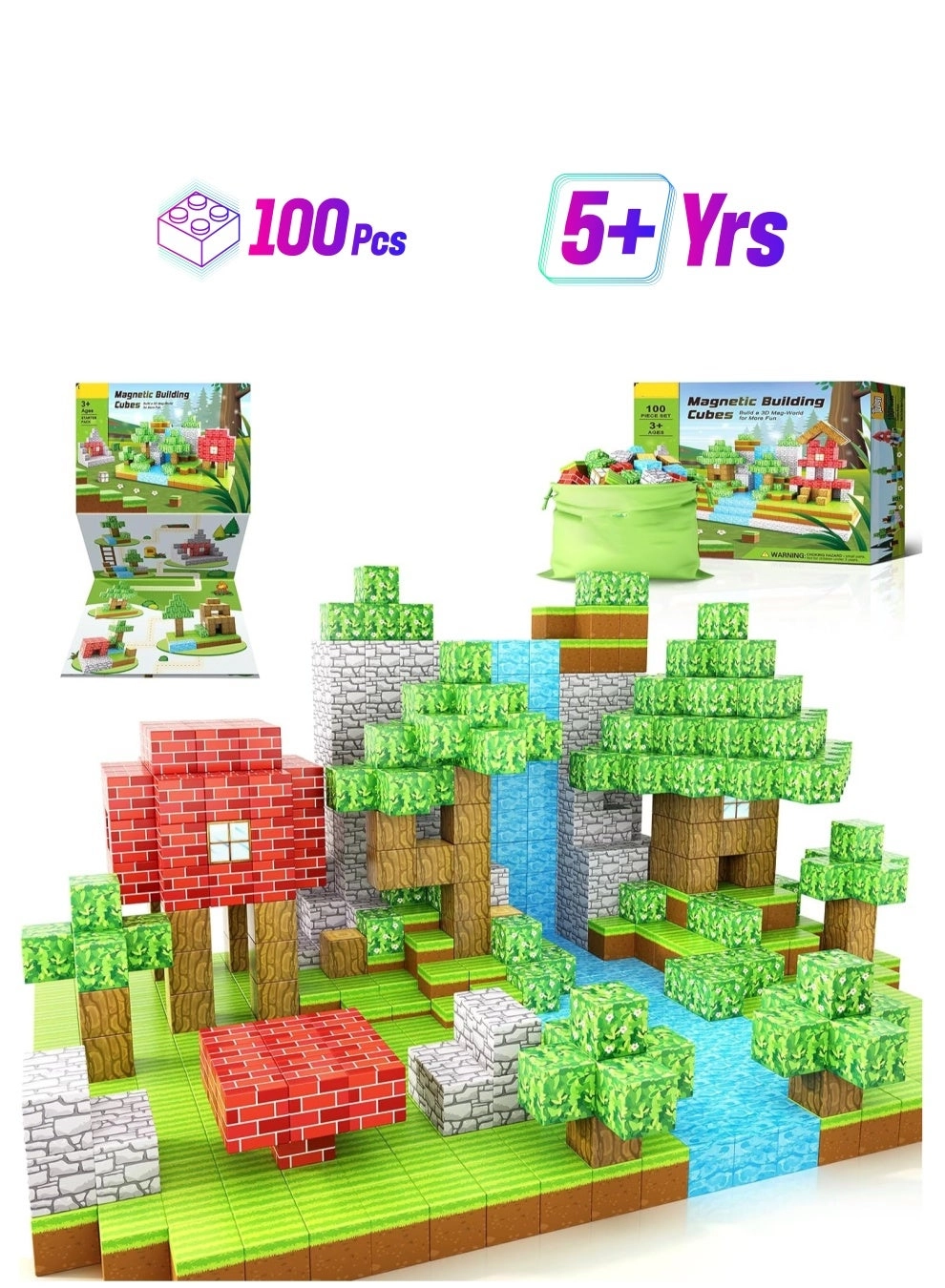 KASTWAVE Magnetic Blocks - Minecraft 100pcs