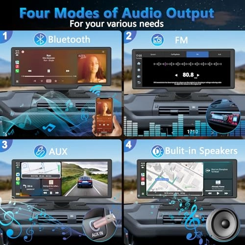 Portable Wireless Carplay Screen with Dashcam - 4K 1080P