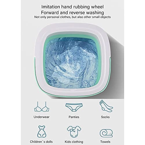 XHTONGSH غسالة قابلة للطي للطي المحمولة, غسالة صفرية اوتوماتيكية, عمل هادئ, الضوء الأزرق, ملابس داخلية غسل الملابس او عنصر صغیر, طاقة ومنطقة (Color : Green)
