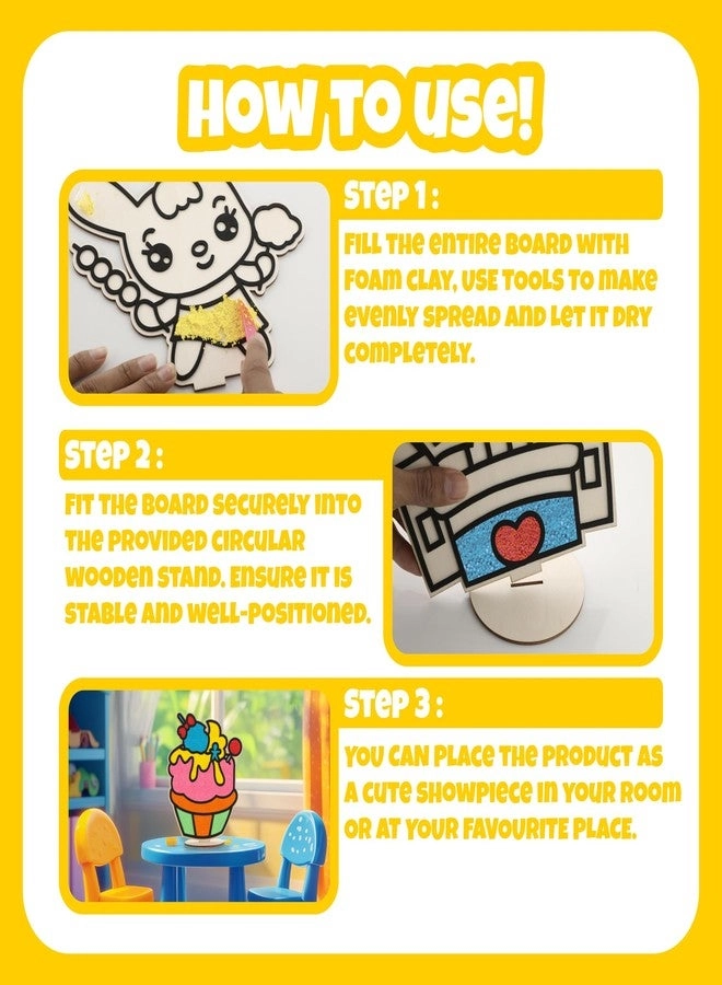 Wooden Honey Bee Board - DIY Foam Clay Art Kit 8 Colors Air Dry Clay