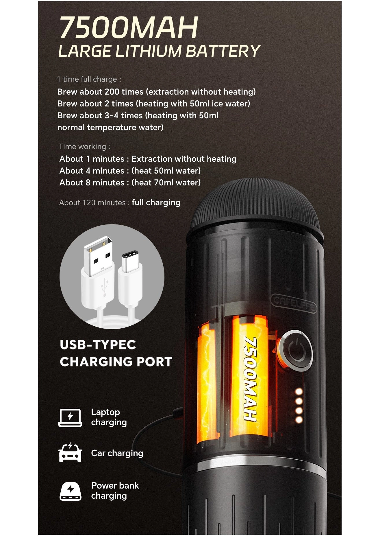 Portable Espresso Maker - 80 ml Capsule Coffee Maker Espresso Maker