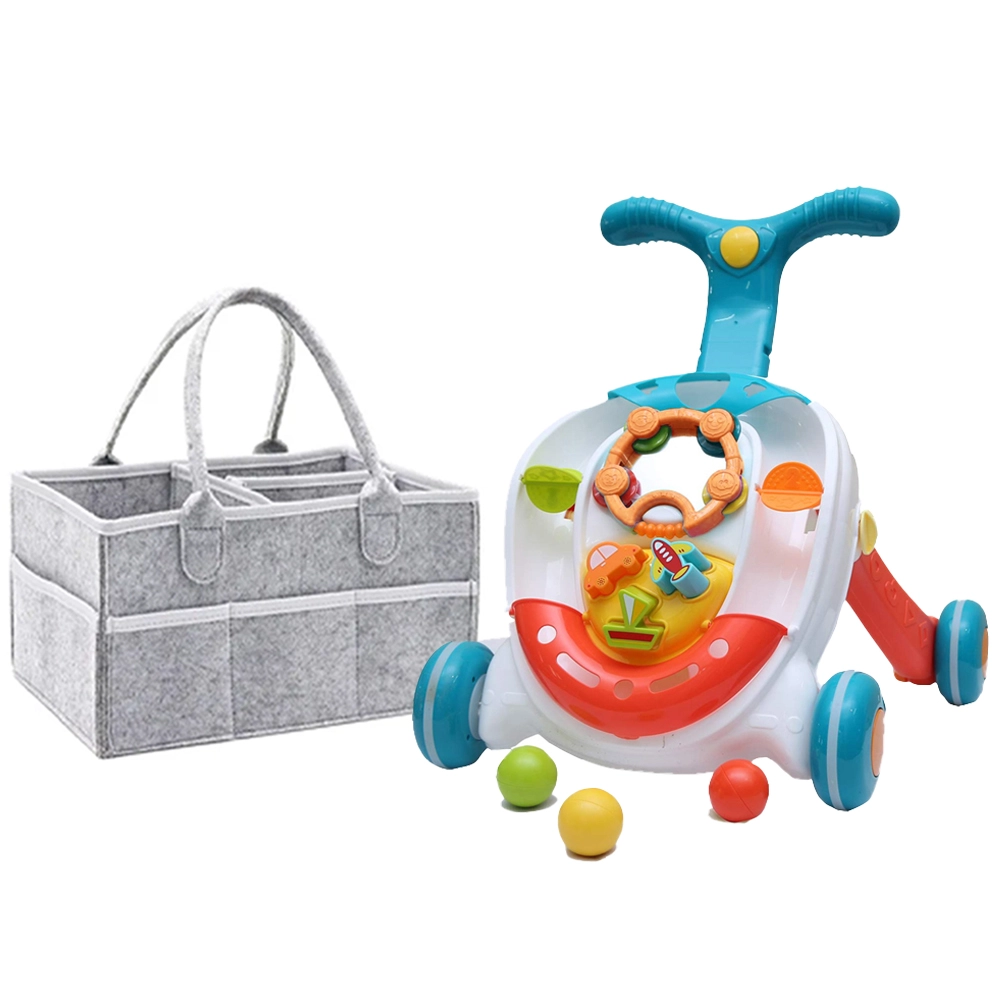 Star Babies Baby Rolling Ball Walker With Caddy Diaper Organizer - Multicolor