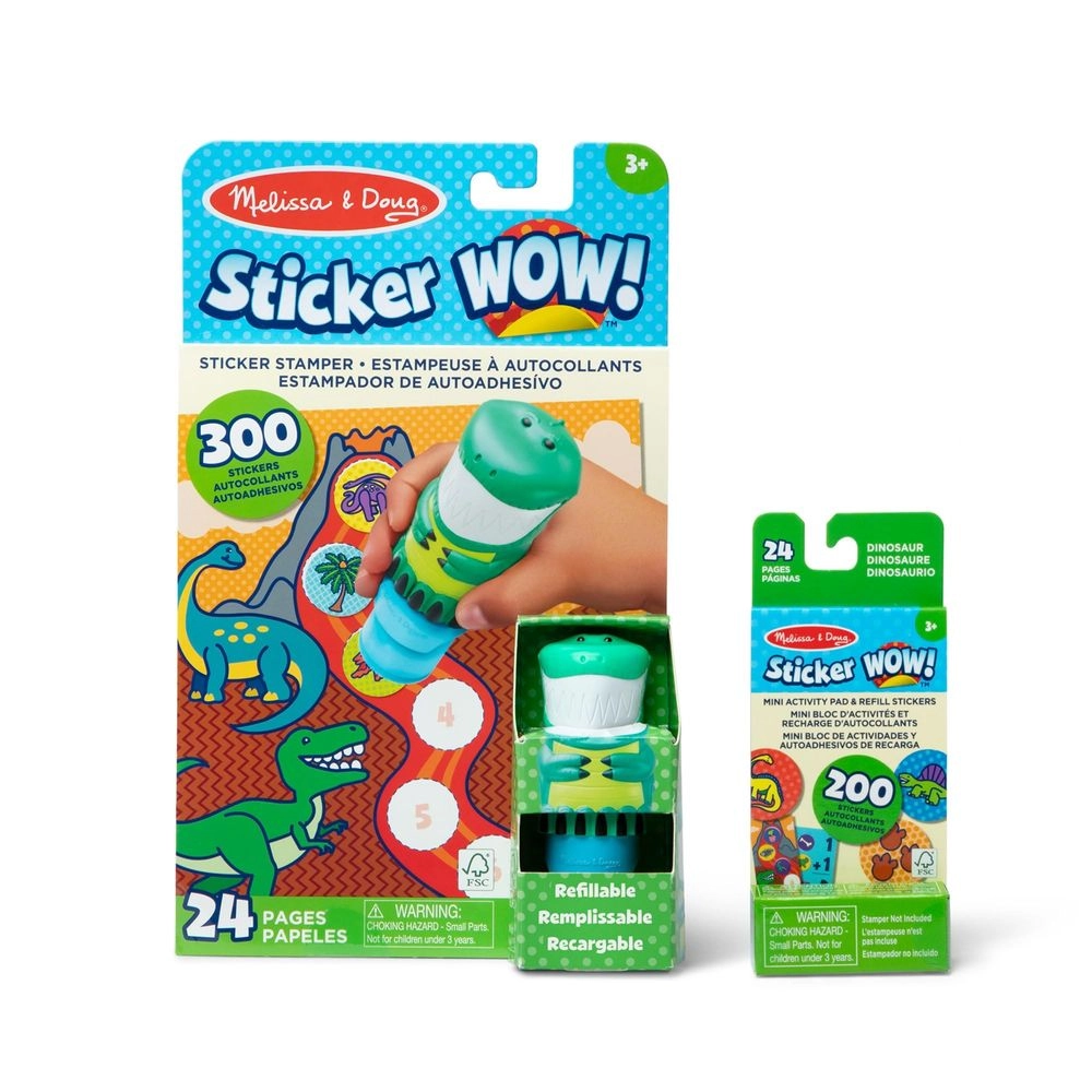 Melissa & Doug Dinosaur Activity Sticker Book Self Inking Stamper 200 pcs