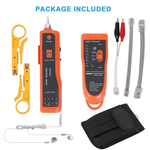 Ethernet Network Cable Tester - RJ11 RJ45 + Network Wire Stripper Toolkit - 2 Orange