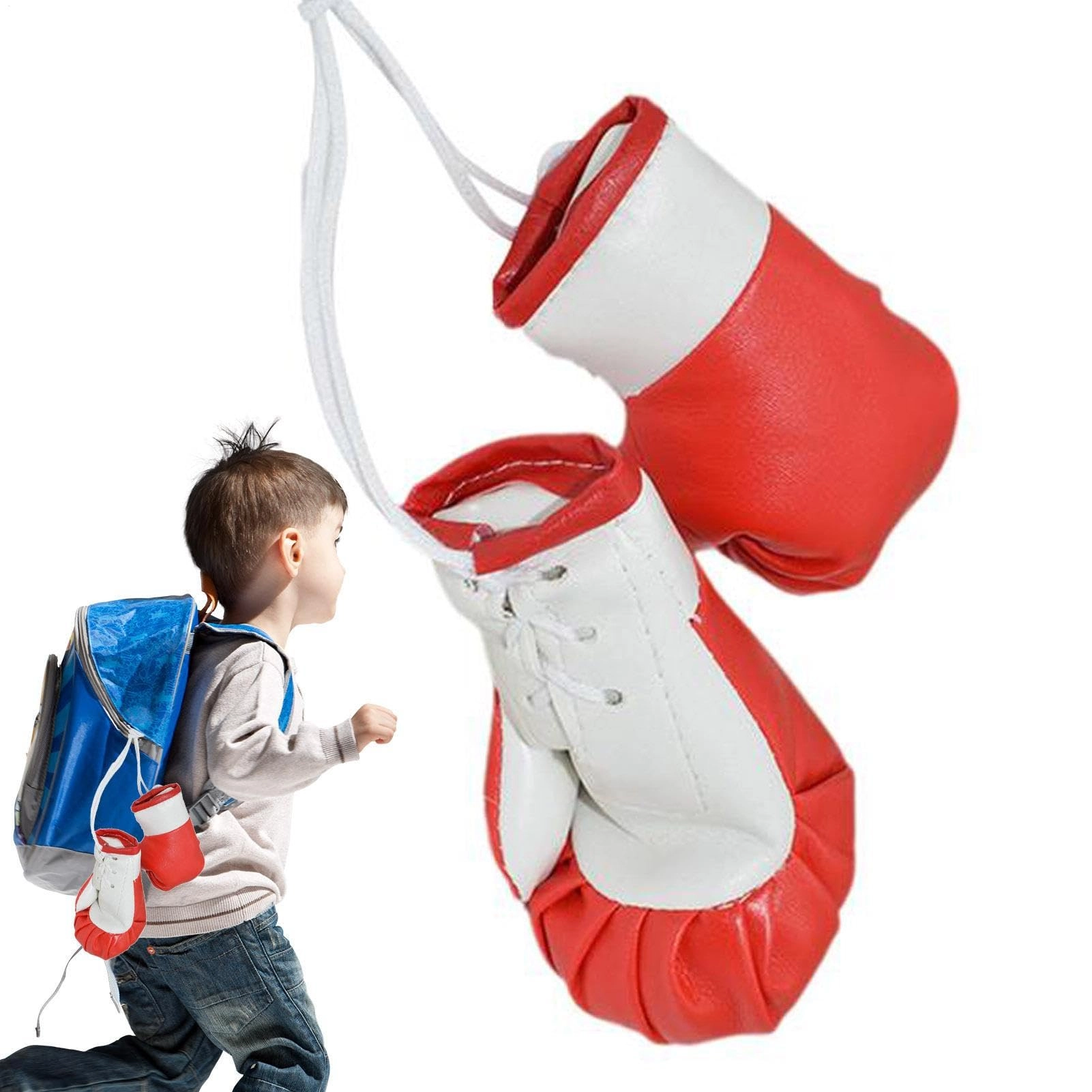 Mini Boxing Gloves - 2 Pack Red-and-white