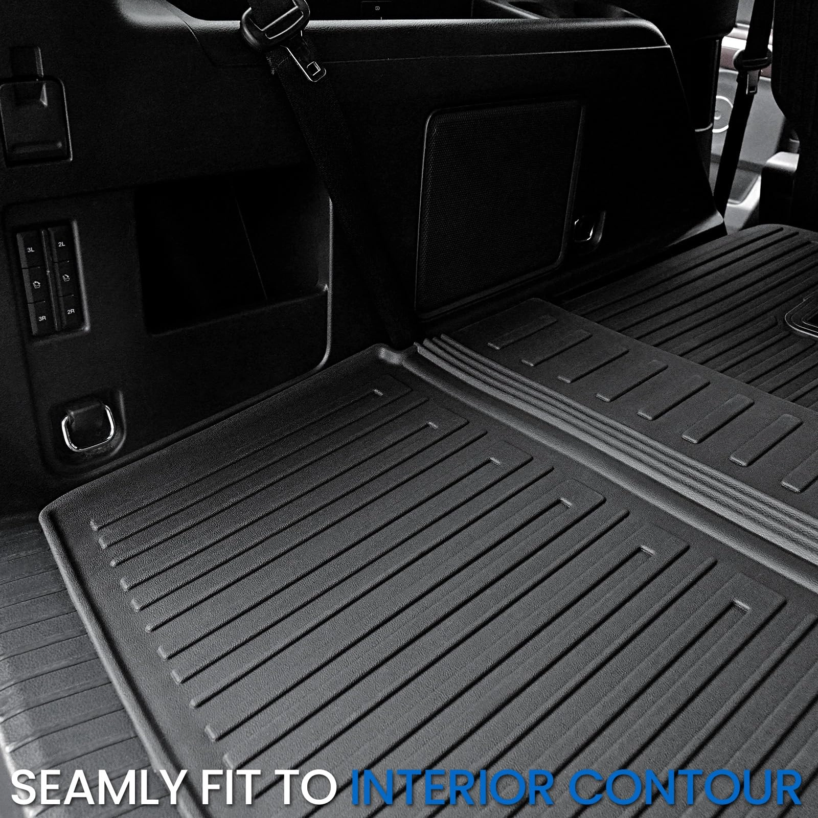 Cargo Mat - All Weather Black + 3rd Row Backrest Mat - 2018-2024 7/8 Seat