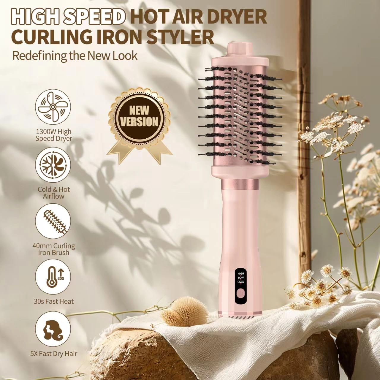 3-in-1 Hair Straightener - Pink 1300 watts 3 speeds