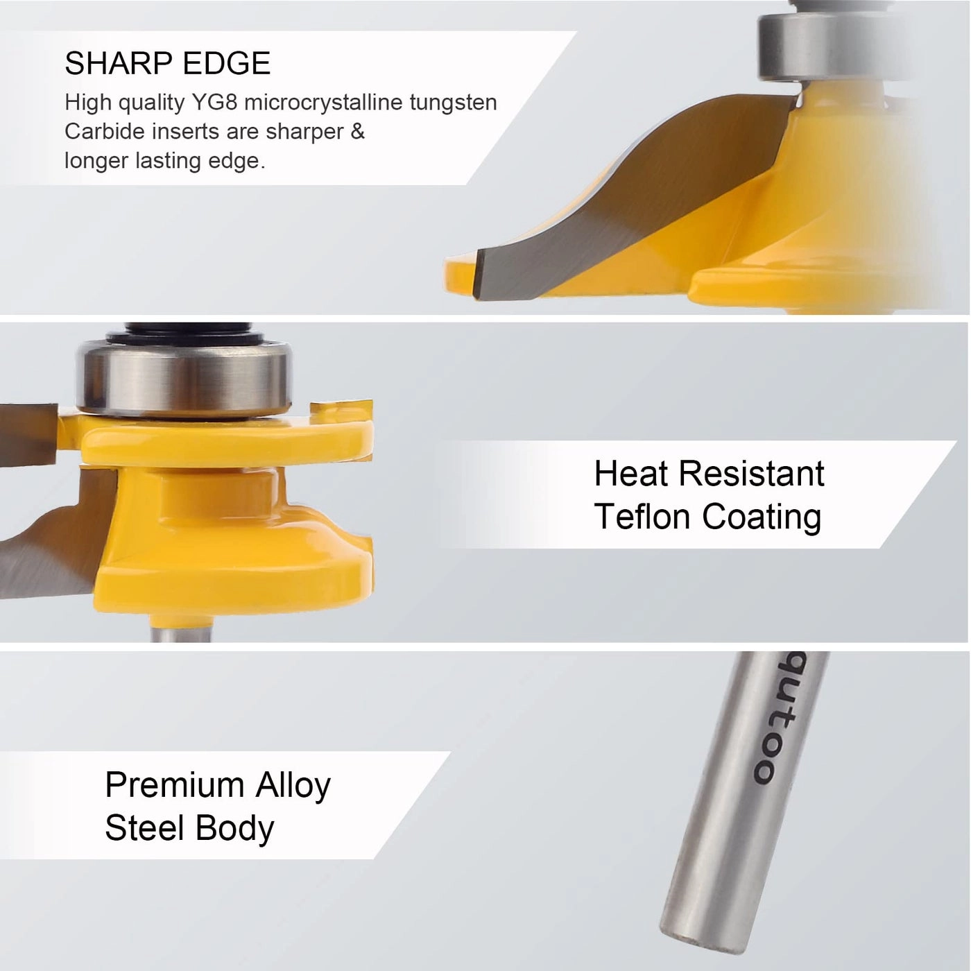 Router Bit - 1-5/8"" 1/2"" 3Pcs Set