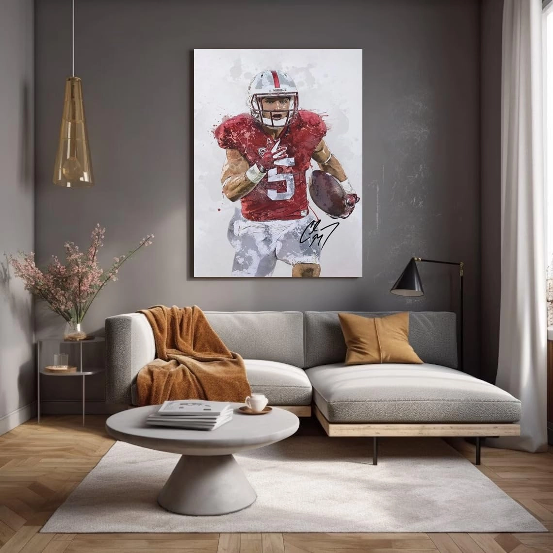 Christian McCaffrey Poster - Canvas 24 x 36 in Framed