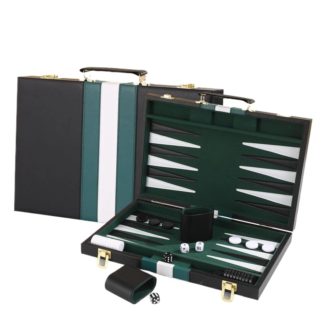 Arunasp Backgammon Set - 15inch Green PU Leather