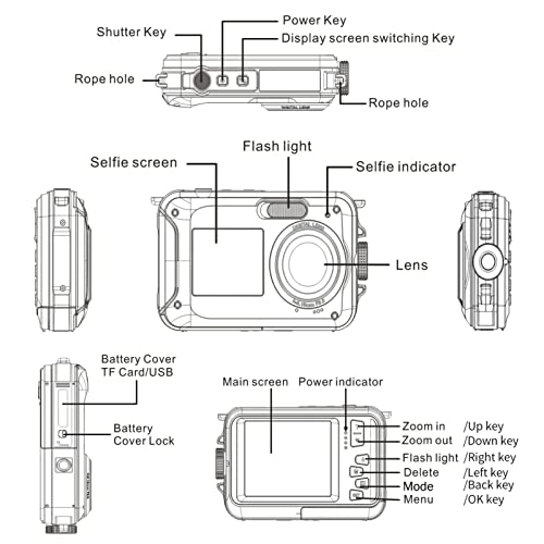 Dual Screens Waterproof Digital Camera 2.7K30