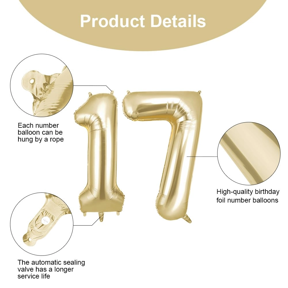 Number 17 Balloon - 2 piece(s) Birthday