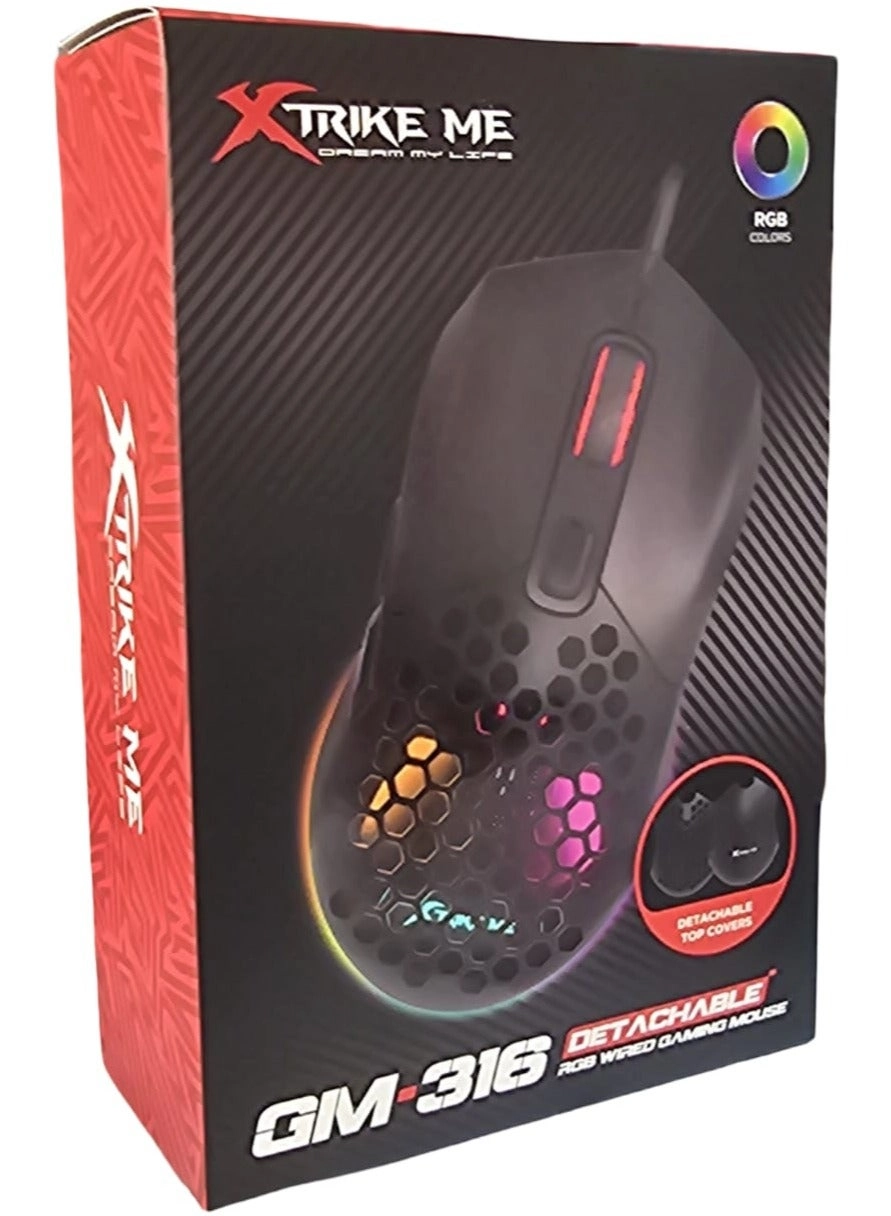 GM-316 Gaming Mouse With Detachable Top Covers - Wired