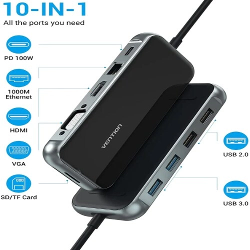 Vention Multi-function USB-C Docking Station - HDMI VGA USB3.0