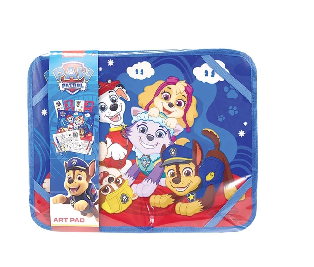 Art Pad - Travel desk 6 color pencils 5 paper sheets with cover 4 markers with 1-color silk print 2 cardboard stencils 2 surprise sticker sheets