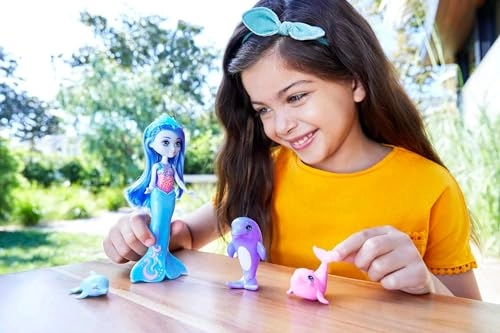 Dorinda Dolphin Doll - 6-in Removable Tail + Dolphin Figure - 3 Figures