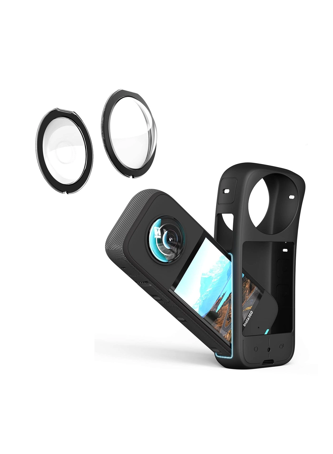 KASTWAVE Silicone Protective Case - Insta360 X3 + Sticky Lens Guards