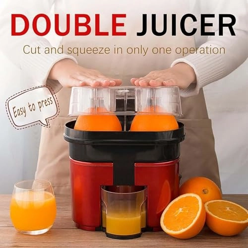 Double Electric Citrus Juicer - Slow Masticating RED