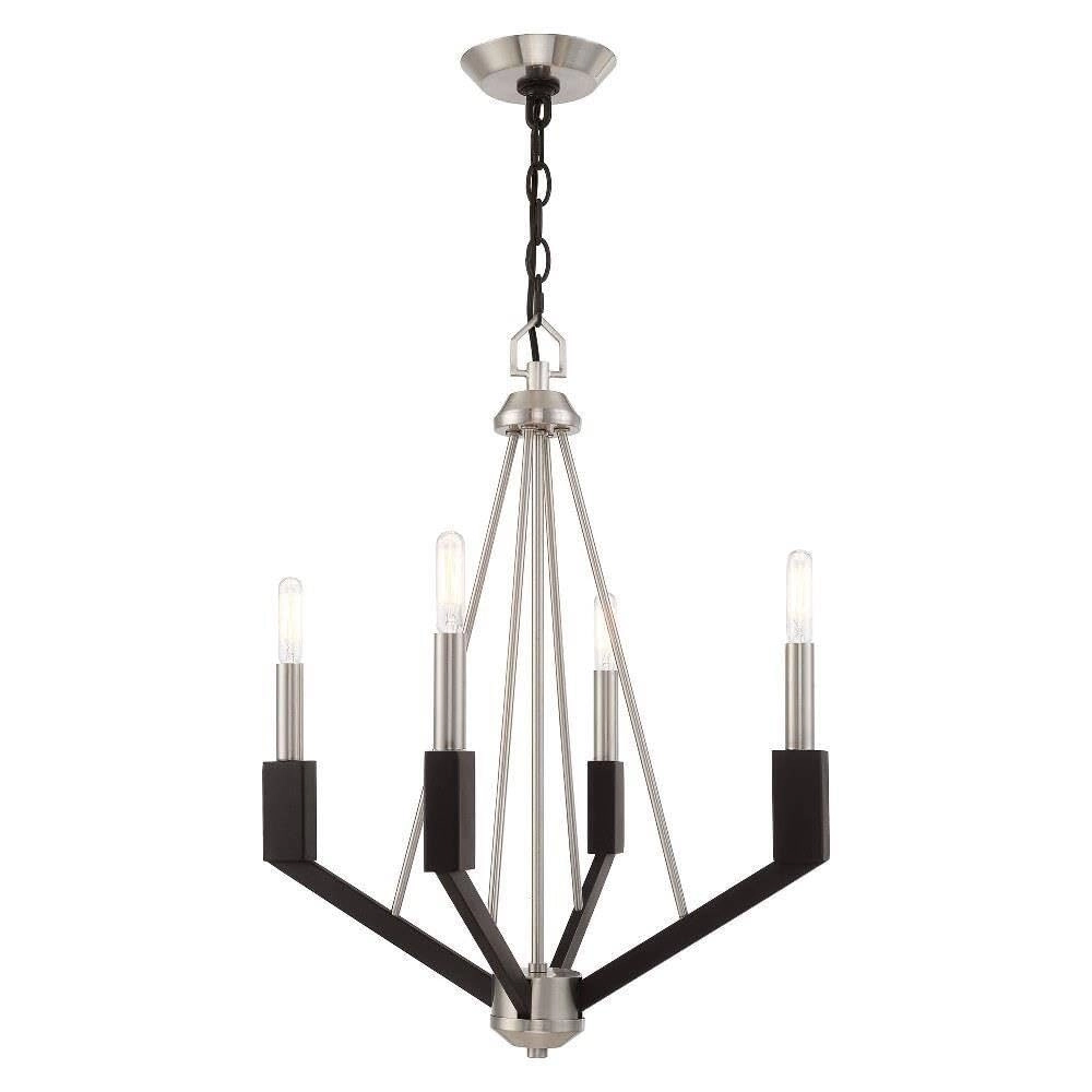 Livex Lighting Mini Chandelier - 4 Lt Brushed Nickel & Black