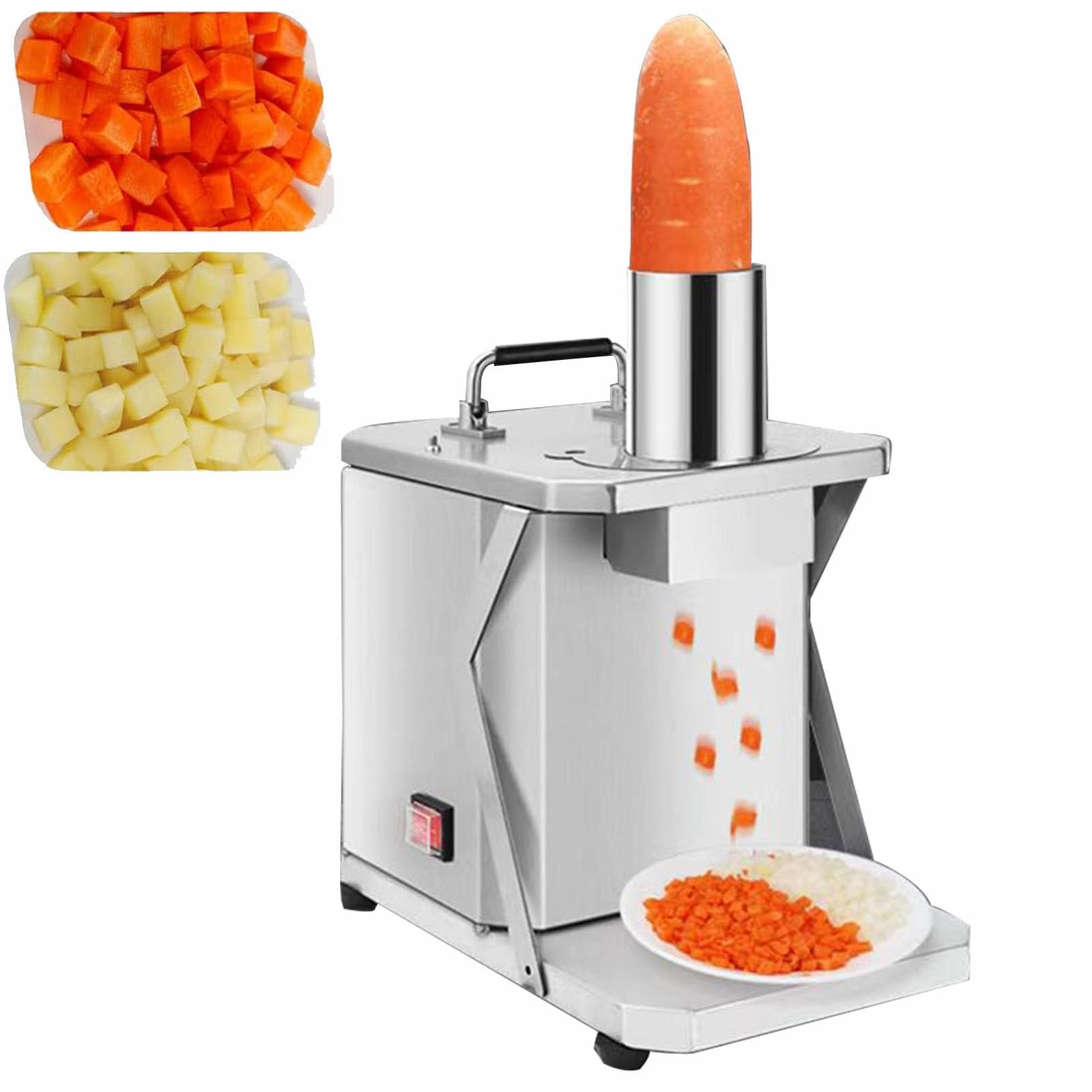 Temzyy Commercial Vegetable and Fruit Dicer Machine - 10mm 200W Stainless Steel