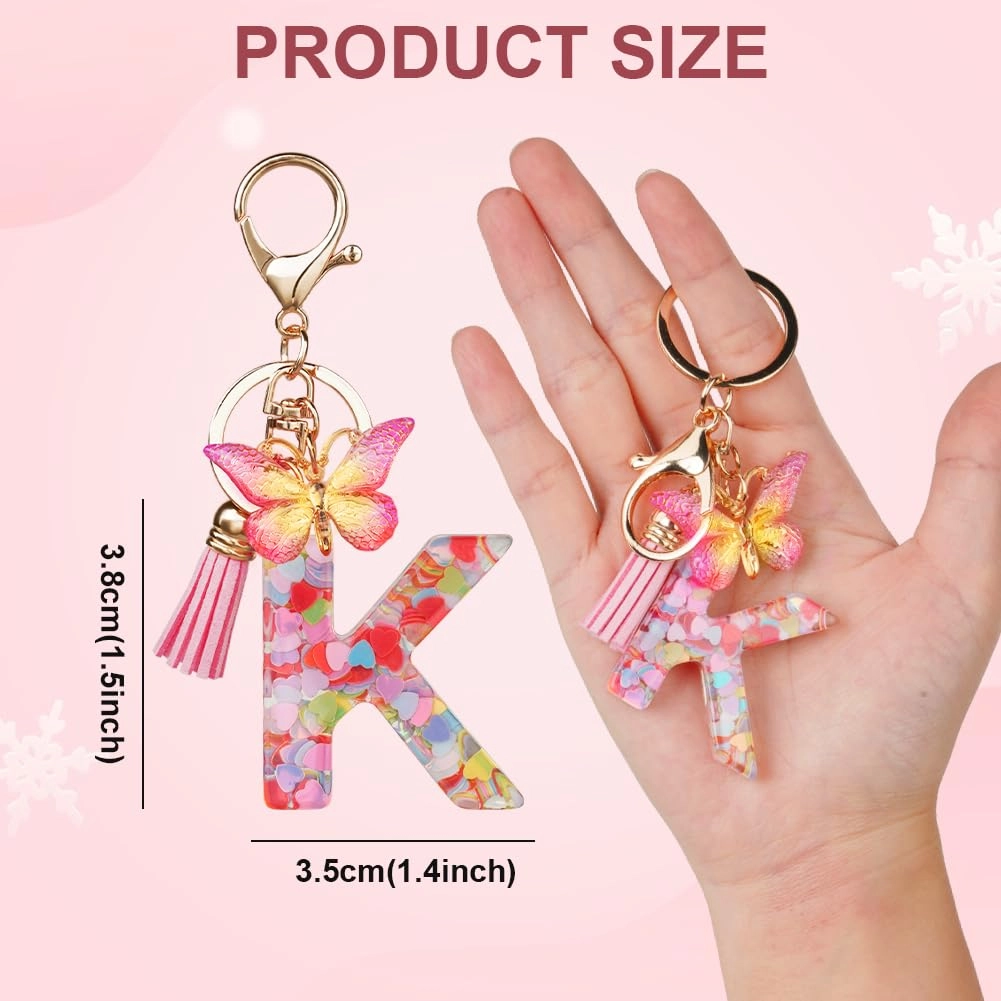 Initial Letter Keychain - Butterfly