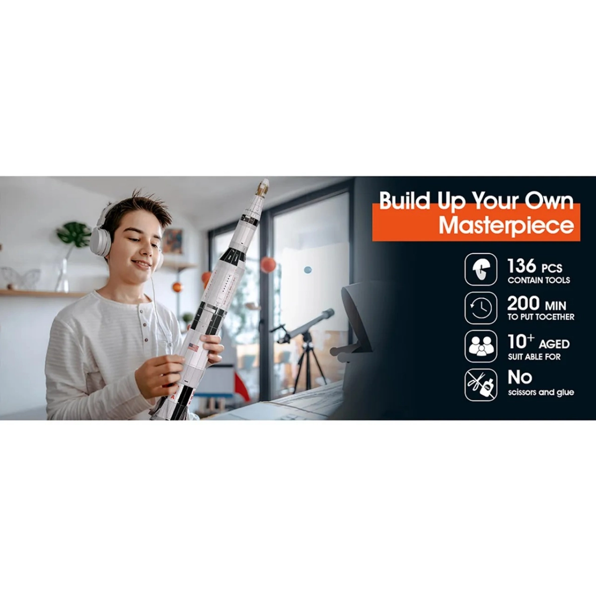 NASA Apollo Saturn V 3D Puzzle (ALGT-DS1059H) - 136 pcs