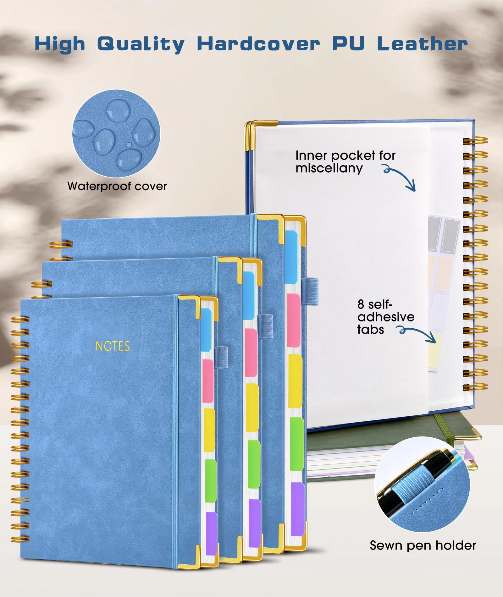 Spiral Notebook Large Hardcover - Lined 150 Sheets
