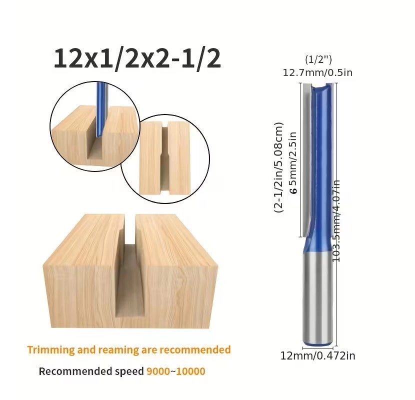 Double Flute Straight Router Bit - 12x75MM 12mm