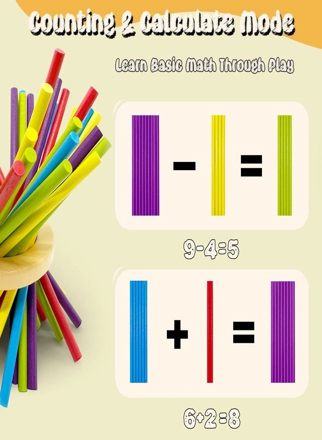 4-in-1 Board Game - Wooden Sorting & Stacking Pick-up Sticks Ball Drop Tower