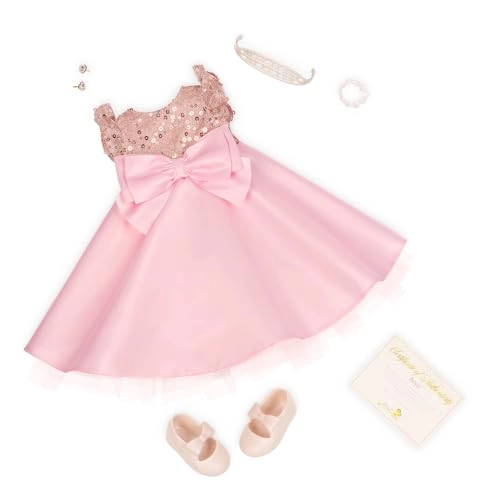 Arya Collectible Doll - 18-inch Plastic Fabric Dark-brown Eyes Wavy Dark-brown Hair Pink Gown Jewelry Accessories Ages 3+