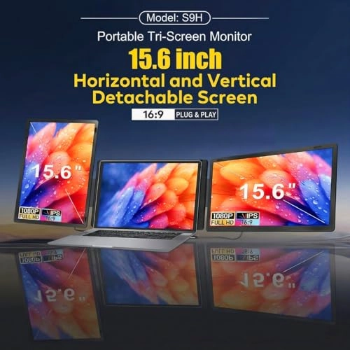 S9H - EA-PTMS9H-BK 15.6" FHD IPS Triple Monitor USB Type-C