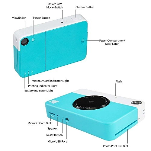 Printomatic Instant Camera + Zink Paper + Deluxe Case + Photo Album + Hanging Frames + Comfortable Neck Strap