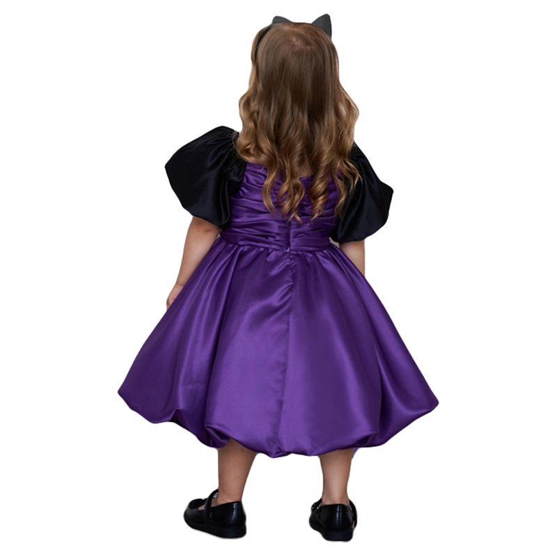 Solid Square-Neck Halloween Party Dress - Suitable for 3 to 9 years