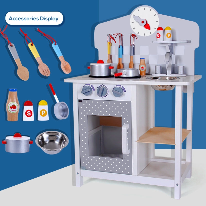 Wooden Pretend Play Kitchen - 8 pcs (4092083-LS_KPS_GY)