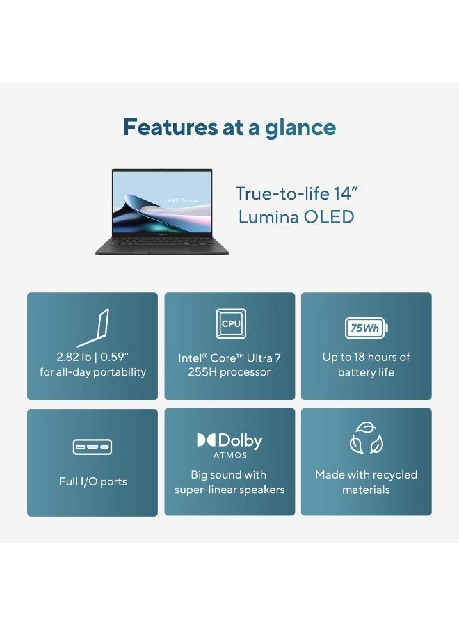 Zenbook 14 OLED - 14'' Ultra 7 255H 16GB DDR5 1TB SSD