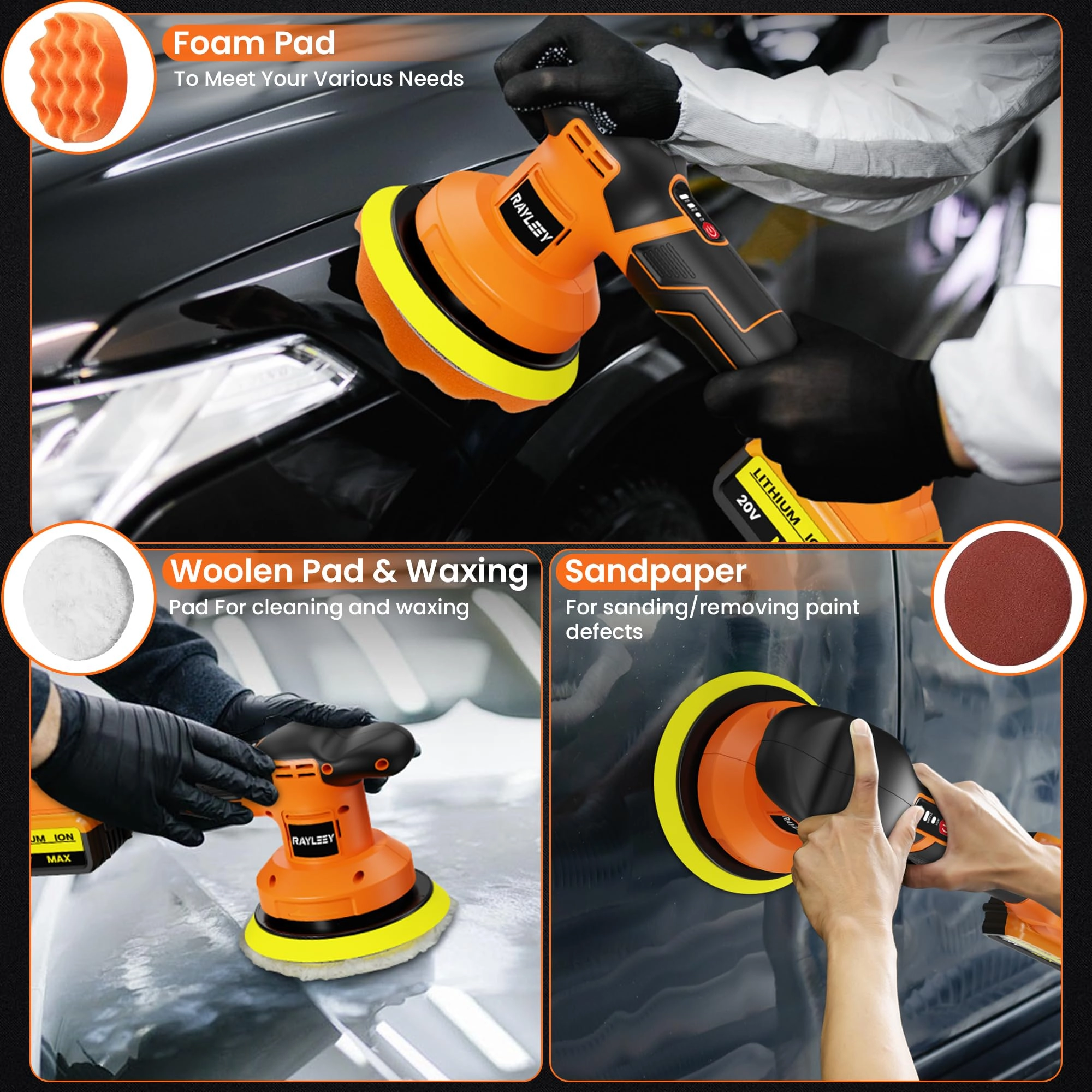 Cordless Buffer Polisher - 20V 6-Inch 3-Speed