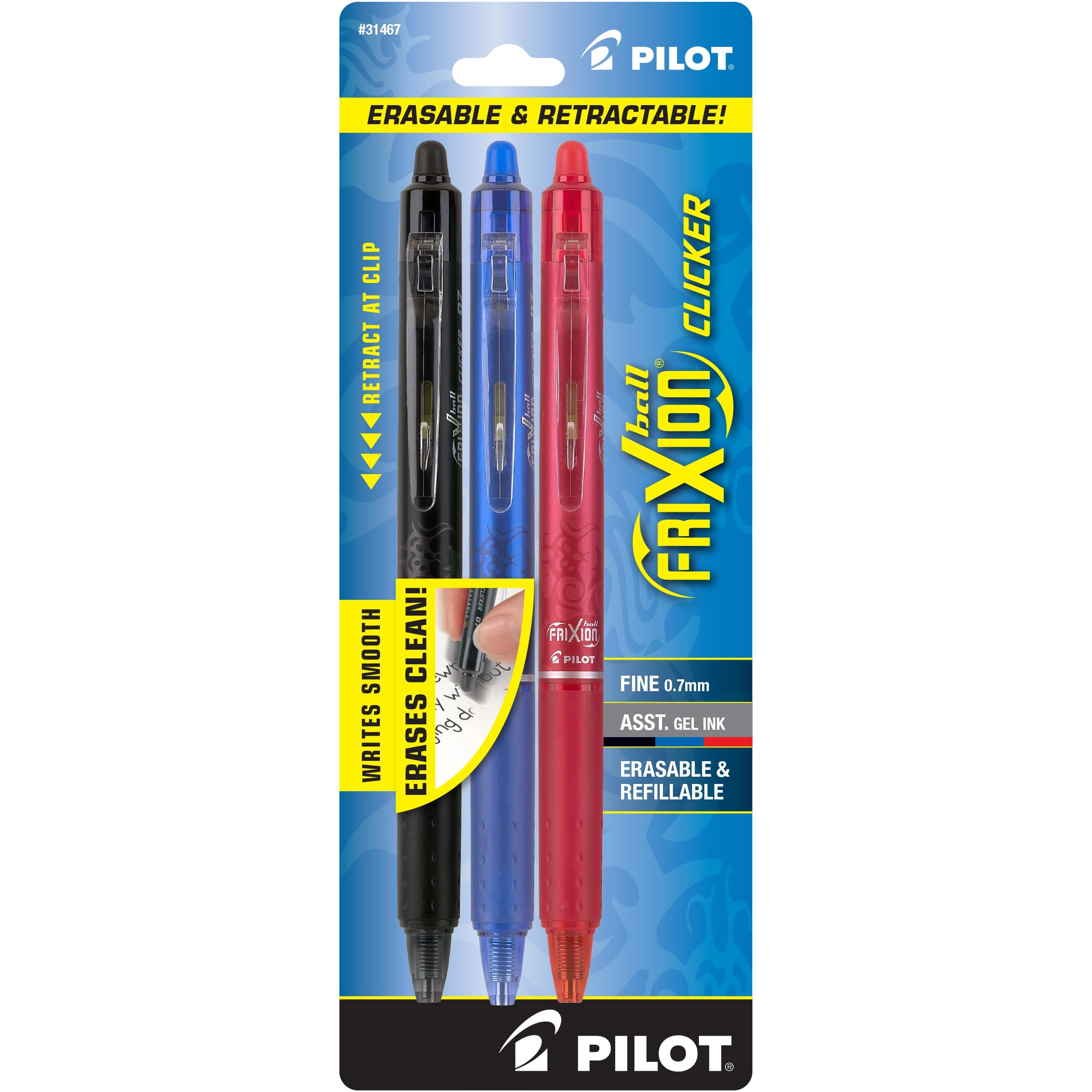 Pilot Pen Corporation of America FriXion Clicker - 3-Pack 0.7 mm
