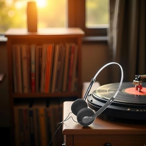 Retro Over-Ear Wired Headphone Set