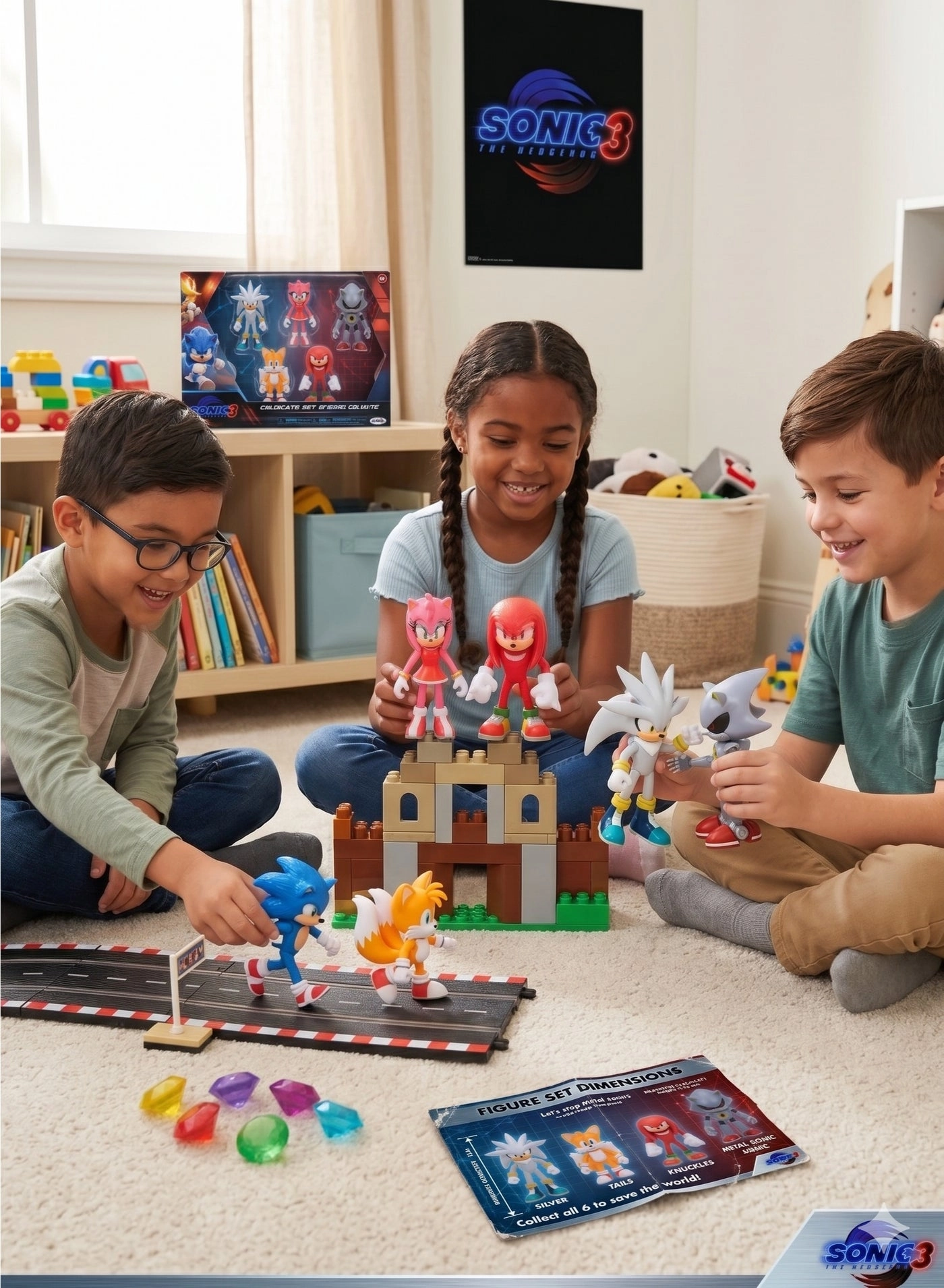 Sonic + Silver + Amy Rose + Metal Sonic + Tails + Knuckles - Sonic - 3+ Years 6 pieces