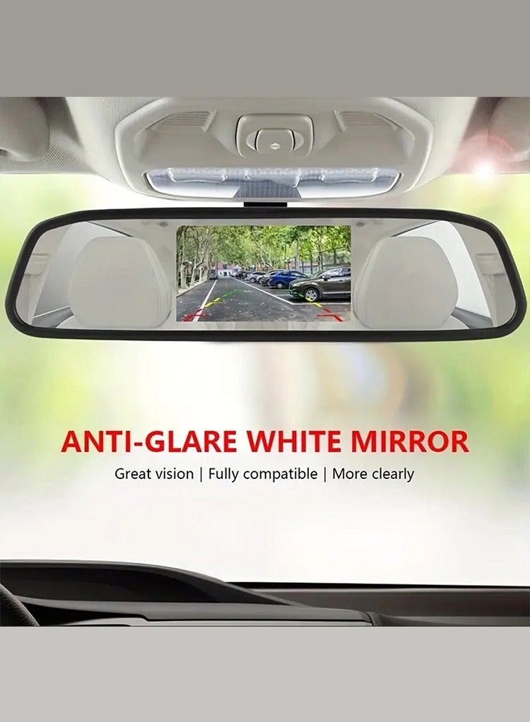 Car Rearview Mirror Monitor - Backup Camera Anti-Glare Display Built-in Navigation Controls