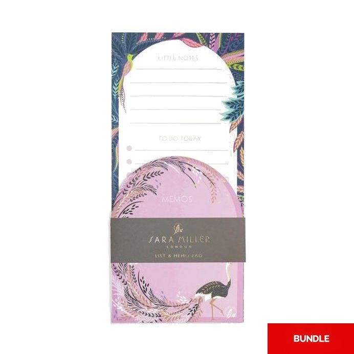 Sara Miller Savannah List Pad - 60 Sheets + Savannah Memo Pad - 60 Sticky Sheets