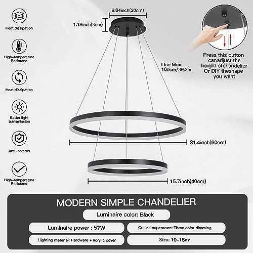 Modern LED Bedroom Chandelier - up to 100 cm