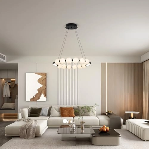 Single Ring White LED Chandelier - 3000K-6000K Dimmable