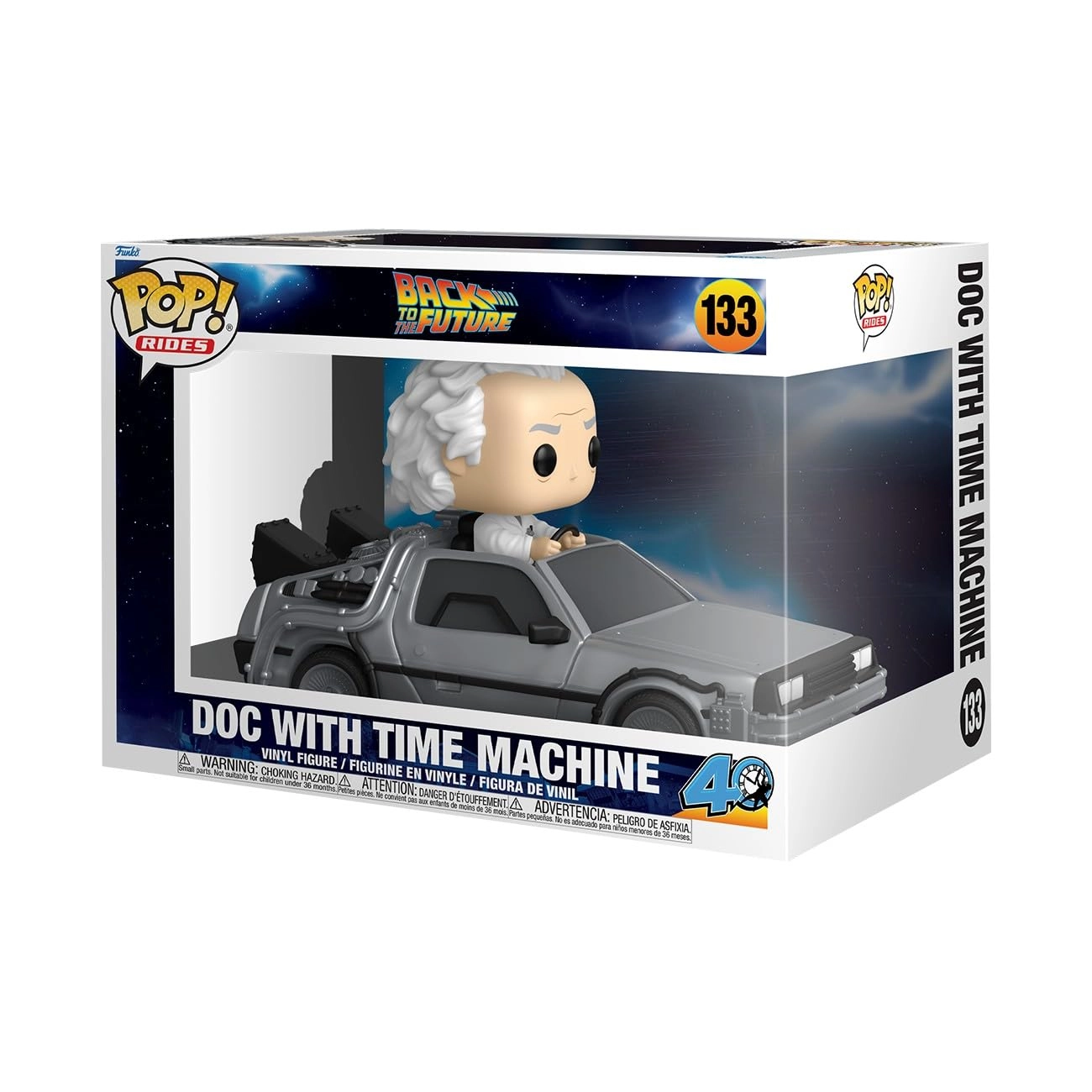 FUNKO Dr. Emmett Brown - Back to the Future - Pop! Rides Deluxe: Back to The Future - Doc with Time Machine (13.2 cm) (86449)